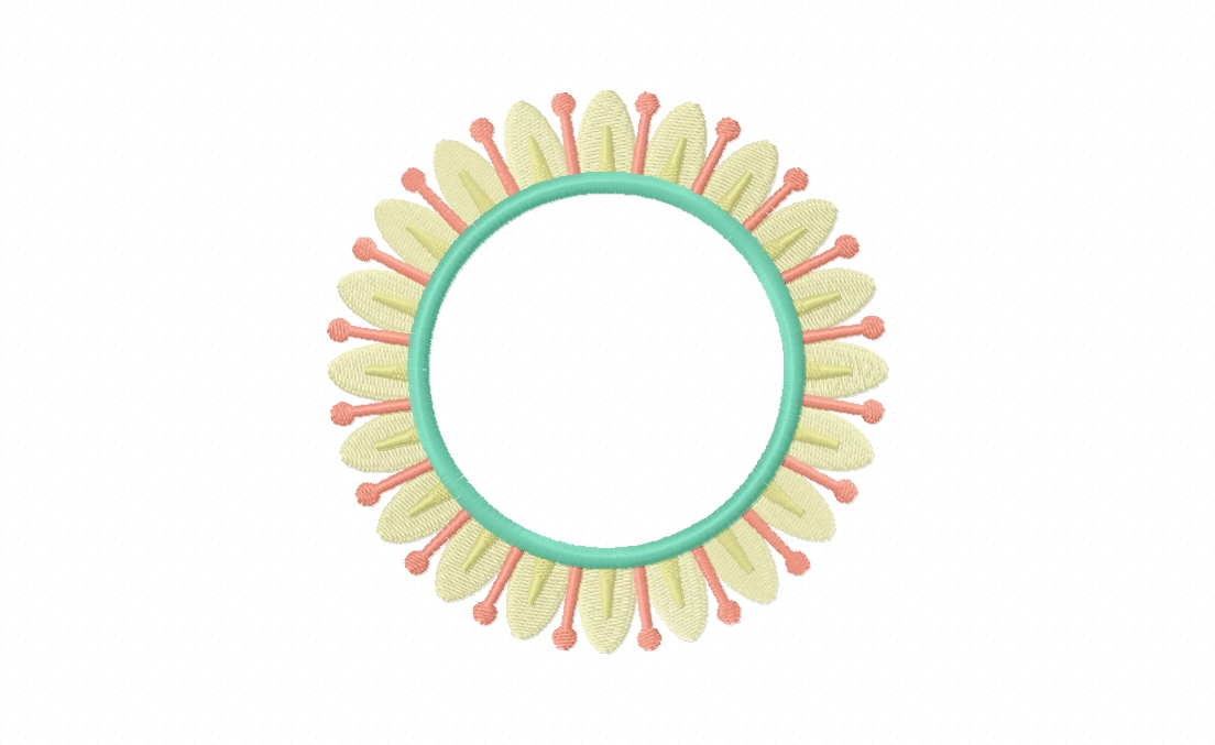 White Petal Frame Appliqué Embroidery Design