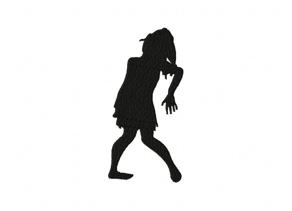 Zombie Silhouette Stitched Embroidery Design