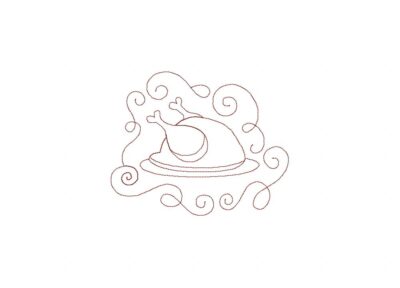 Roasted Turkey Swirl Elegance Stitched Embroidery Design