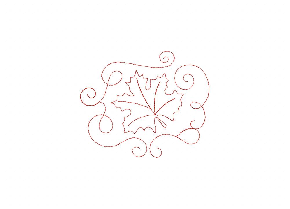 Maple Leaf Swirl Elegance Stitched Embroidery Design