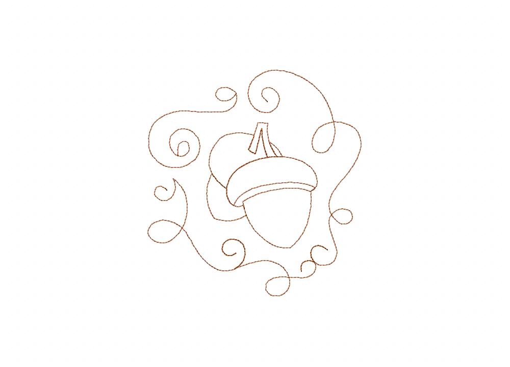 FREE Acorn Swirl Elegance Stitched Embroidery Design