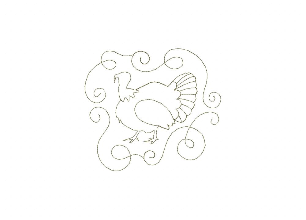 Turkey Swirl Elegance Stitched Embroidery Design