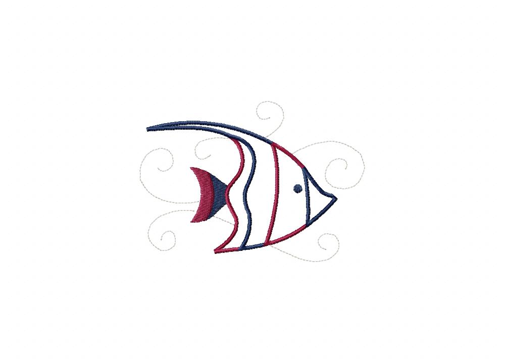 Sea Life Charm Fish Stitched Embroidery Design