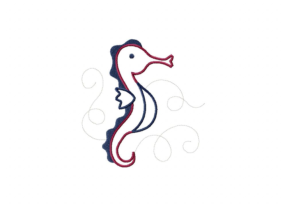 FREE Sea Life Charm Seahorse Stitched Embroidery Design