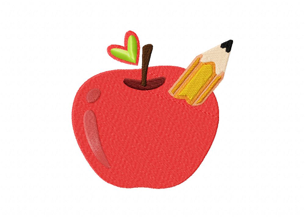 Apple Pencil Stitched Embroidery Design