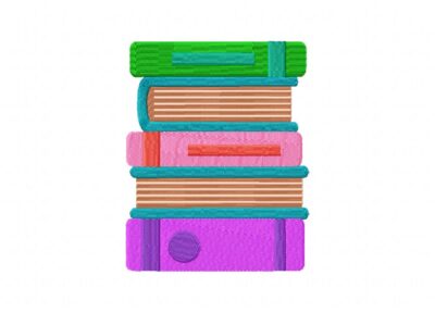 FREE Book Stack Stitched Embroidery Design