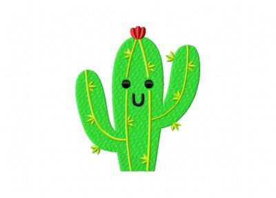 FREE Smiley Cactus Stitched Embroidery Design