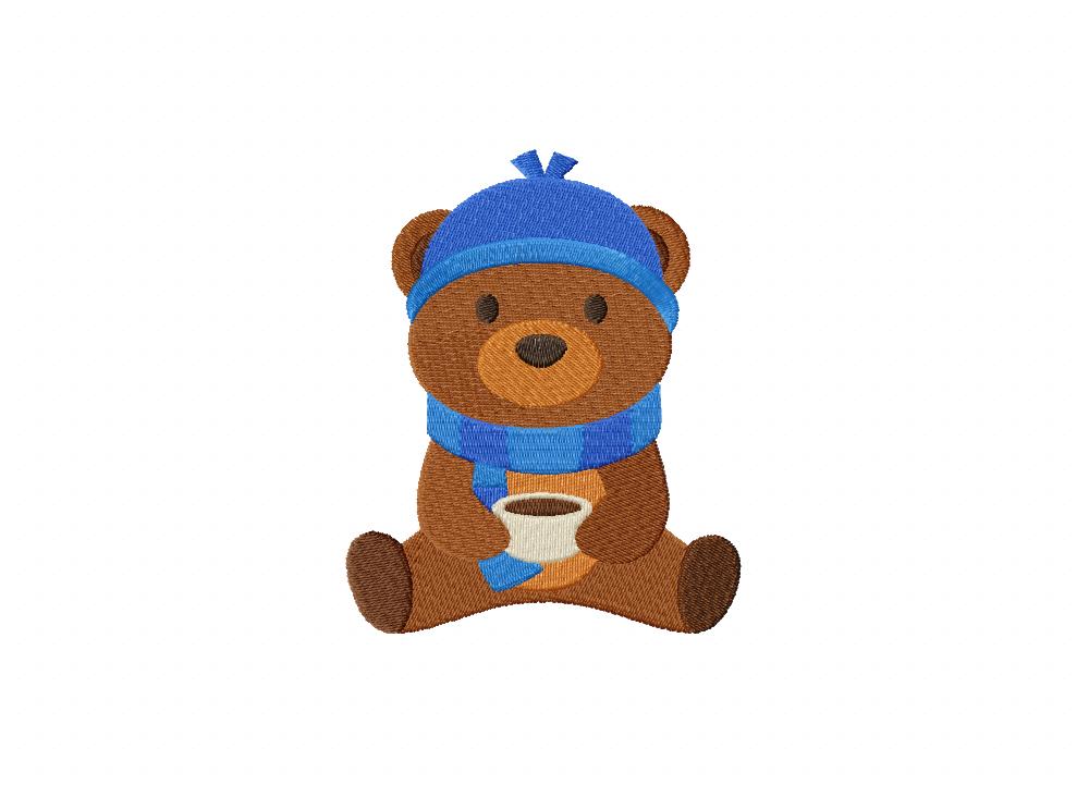 FREE Cozy Bear Stitched Embroidery Design
