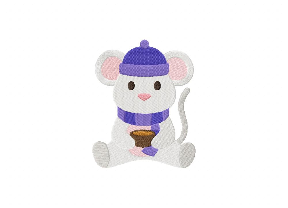 Cozy Mouse Stitched Embroidery Design