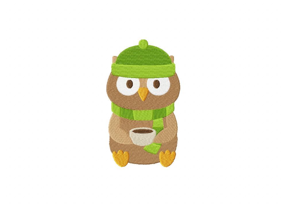 Cozy Owl Stitched Embroidery Design