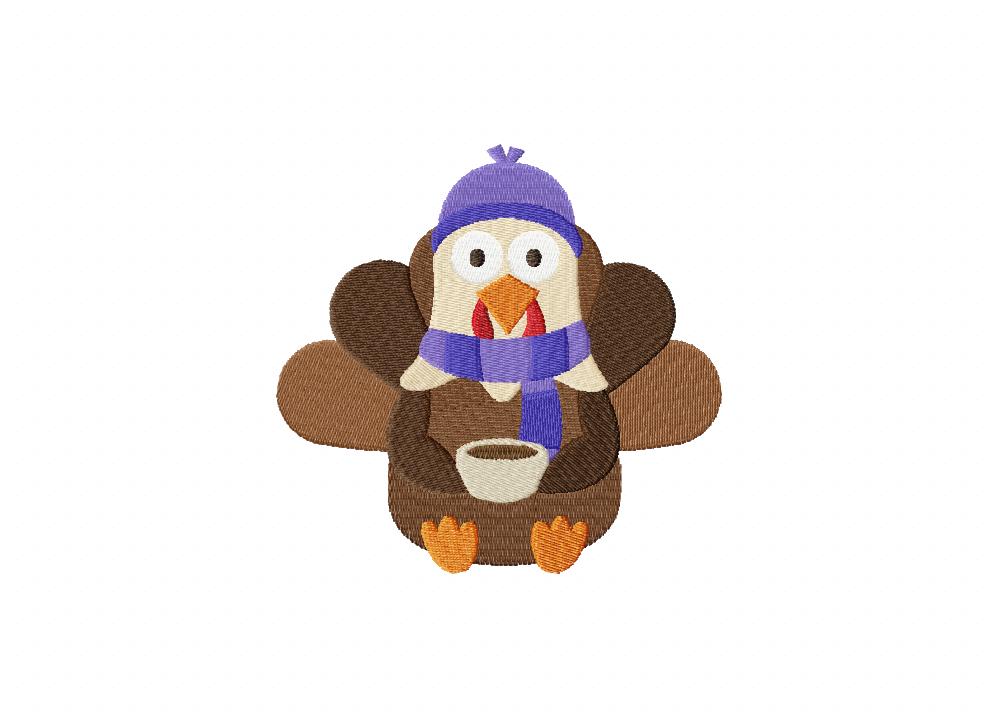 Cozy Turkey Stitched Embroidery Design