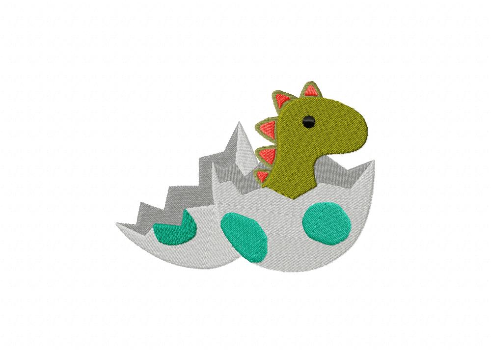 Dino in Egg Stitched Embroidery Design