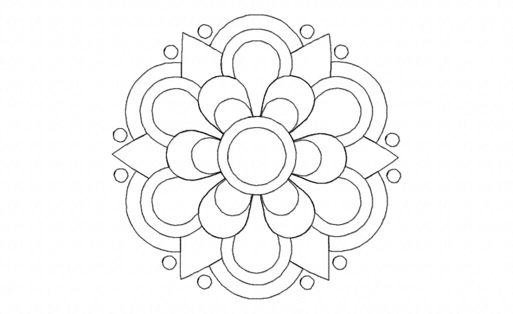 Fancy Mandala Flower Stitched Embroidery Design
