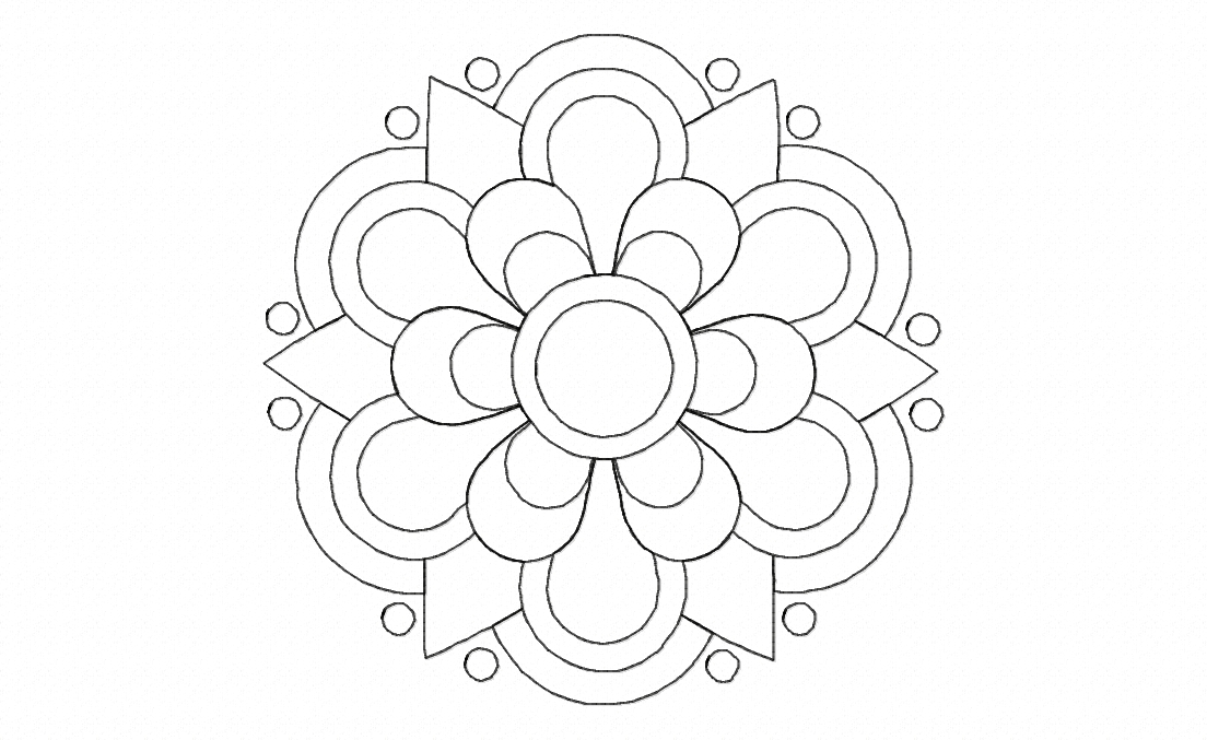 Fancy Mandala Flower Stitched Embroidery Design