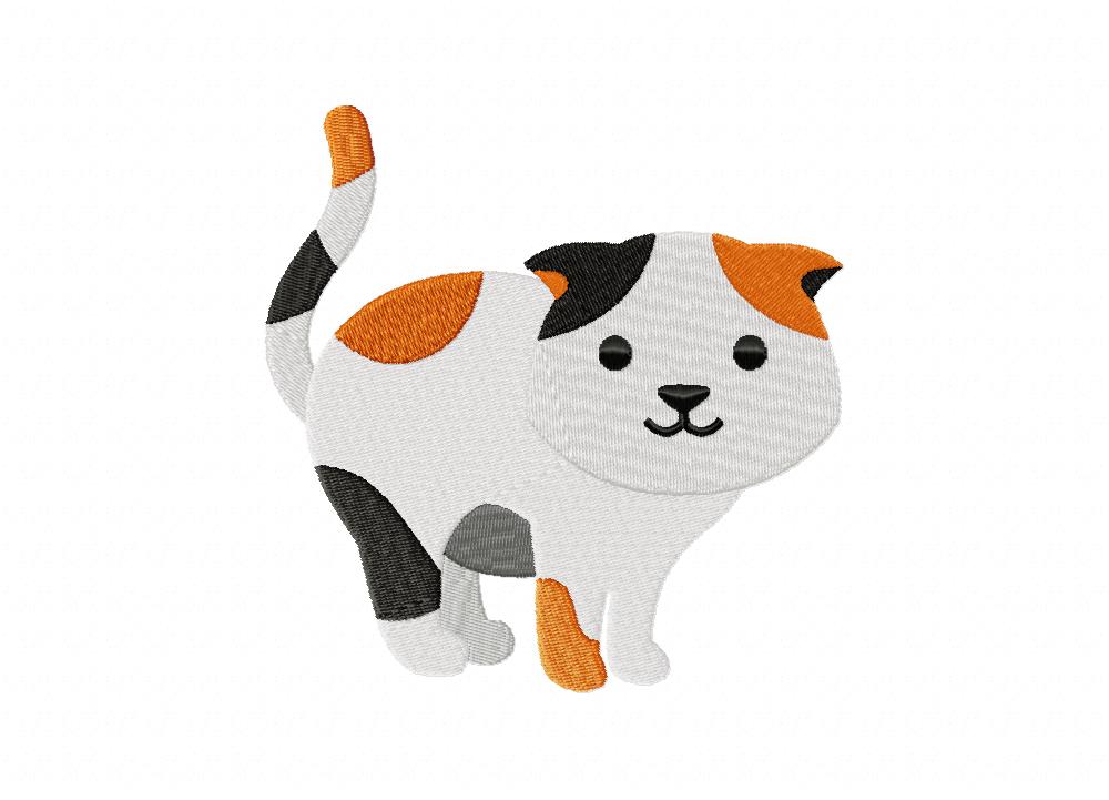 Spotted Kitty Stitched Embroidery Design