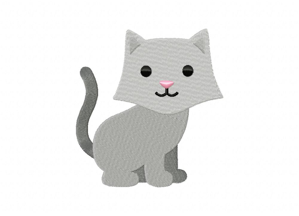 Gray Kitty Stitched Embroidery Design