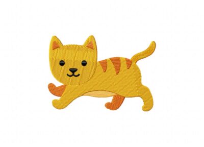 Orange Kitty Jump Stitched Embroidery Design