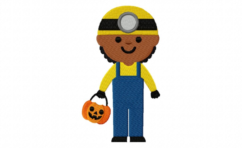 Miner Costume Kid Stitched Embroidery Design