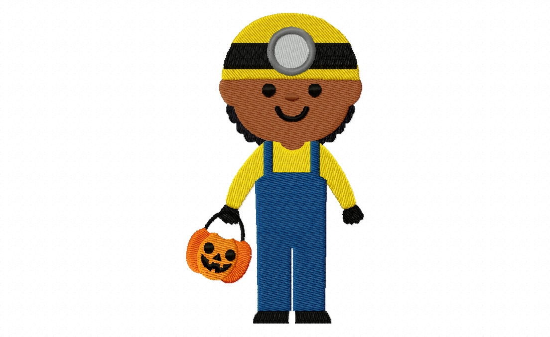 Miner Costume Kid Stitched Embroidery Design