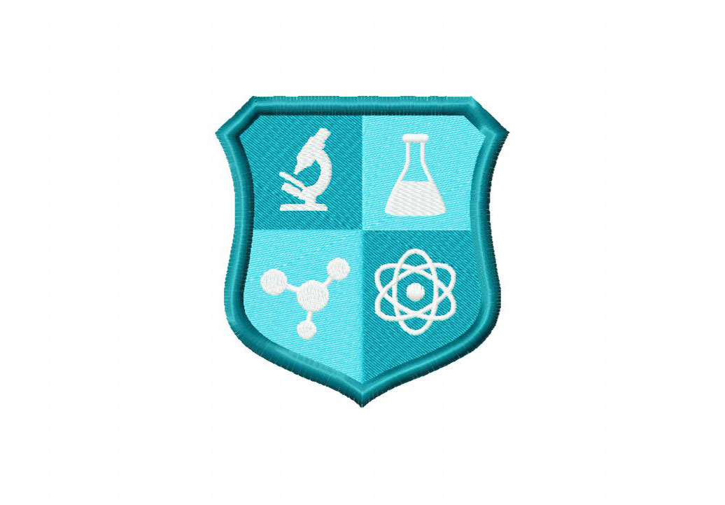 Science Emblem Stitched Embroidery Design