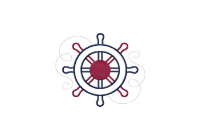 Sea Life Ship Wheel Stitched Embroidery Design