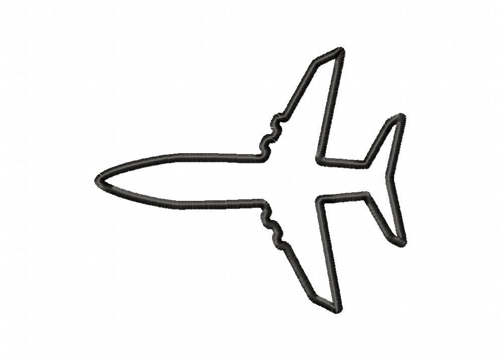 FREE Airplane Outline Stitched Embroidery Design