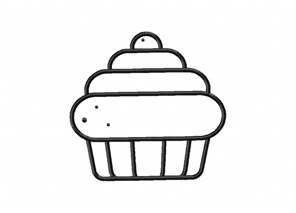 FREE Muffin Outline Stitched Embroidery Design