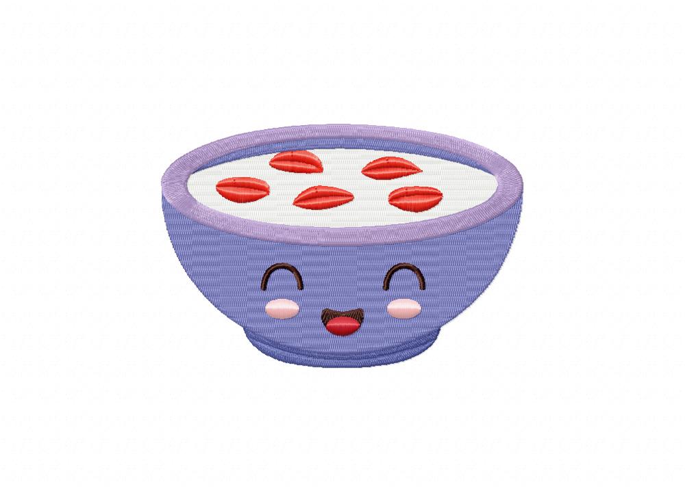FREE Purple Cereal Bowl Stitched Embroidery Design