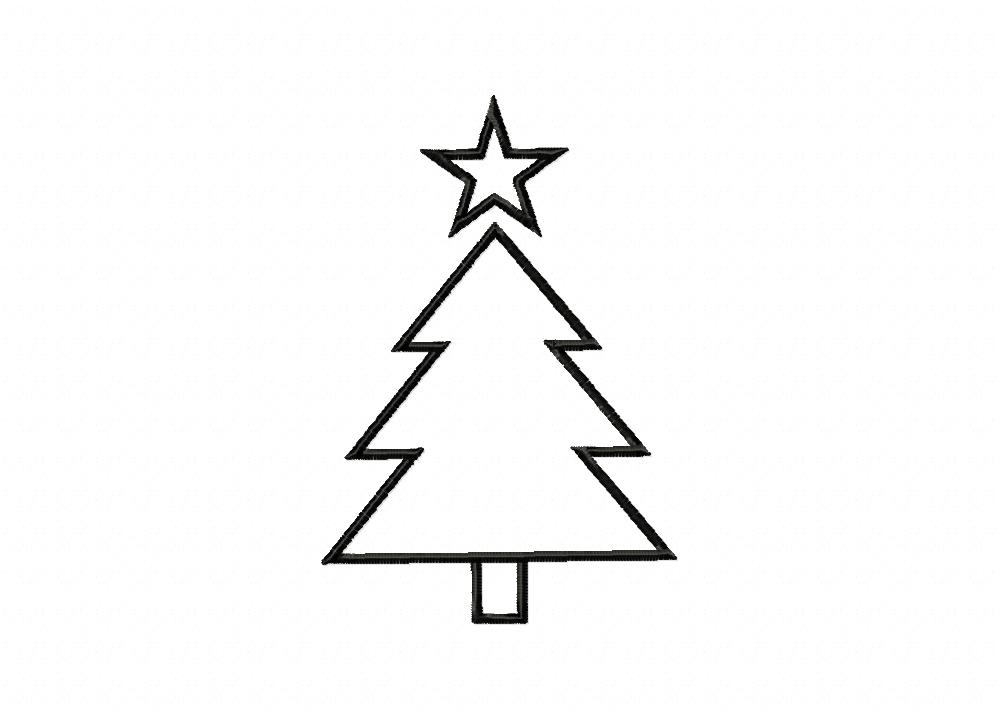 FREE Xmas Tree Outline Stitched Embroidery Design