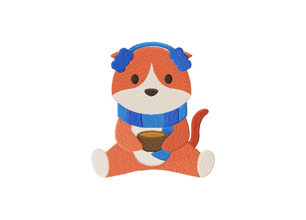 Cozy Cat Stitched Embroidery Design