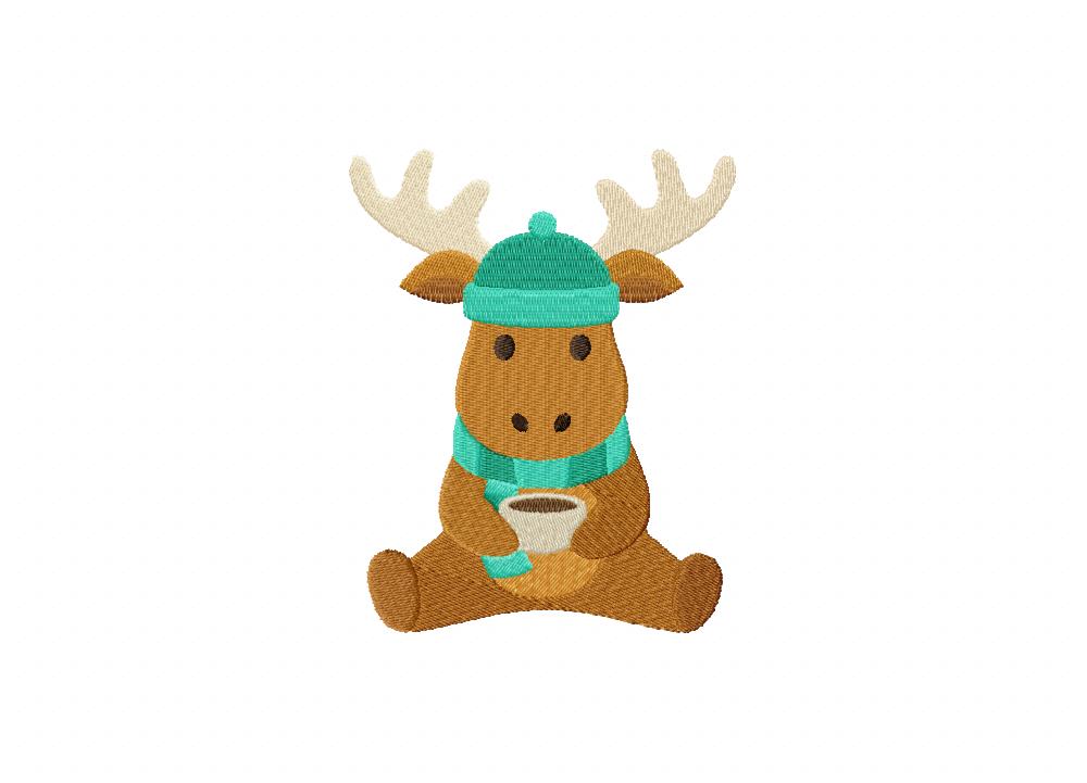 Cozy Moose Stitched Embroidery Design