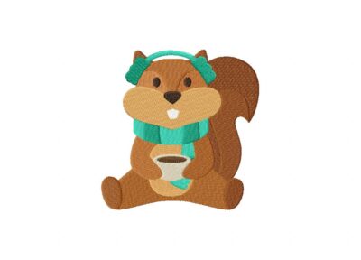 Cozy Squirrel Stitched Embroidery Design