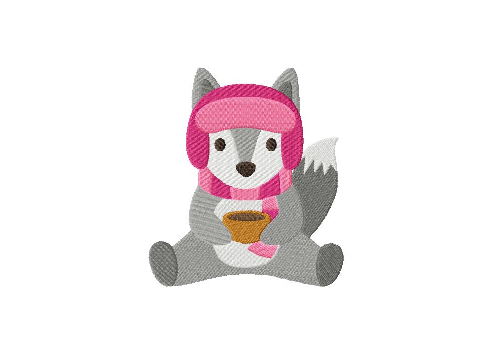 Cozy Wolf Stitched Embroidery Design