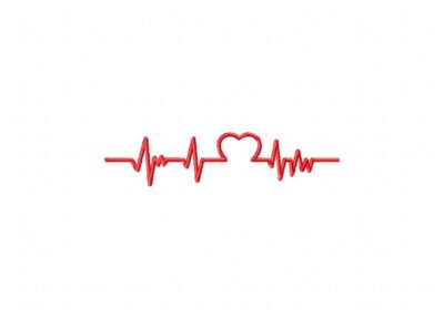 Heart Rate Symbol Stitched Embroidery Design