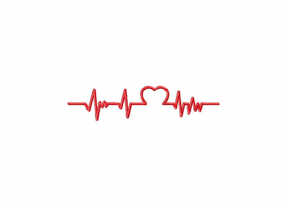 Heart Rate Symbol Stitched Embroidery Design