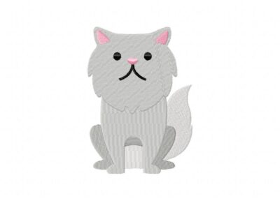 Cute Gray Cat Stitched Embroidery Design