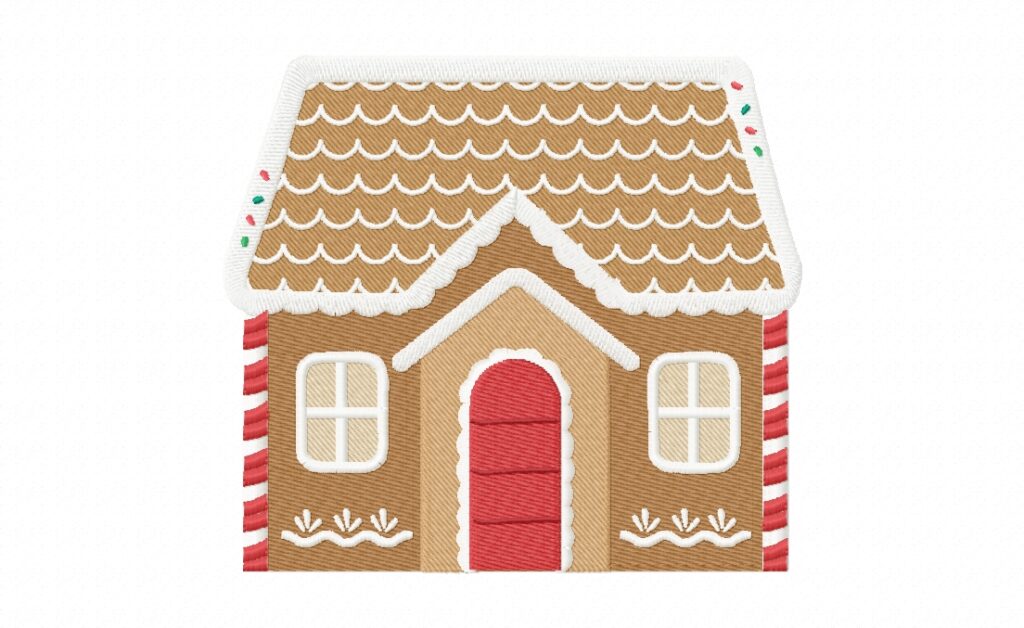 Lovely Gingerbread House Stitched Embroidery Design