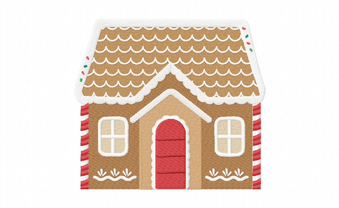 Lovely Gingerbread House Stitched Embroidery Design