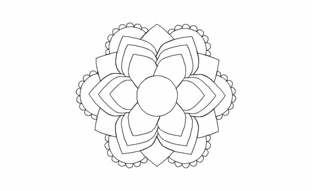 Mandala Flower Stitched Embroidery Design