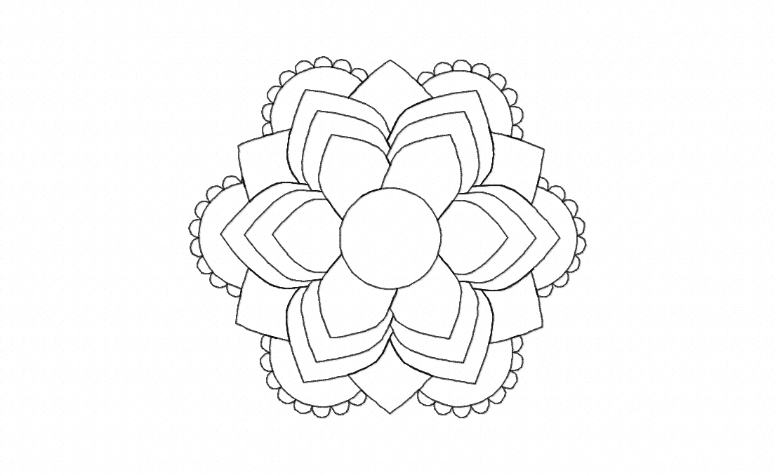 Mandala Flower Stitched Embroidery Design
