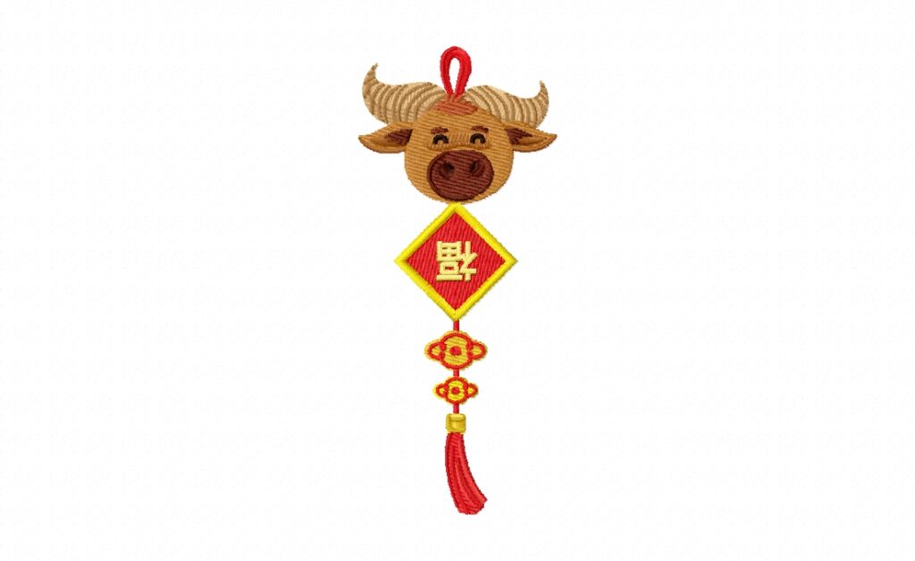 FREE Ox Ornament Stitched Embroidery Design