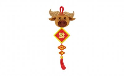 FREE Ox Ornament Stitched Embroidery Design