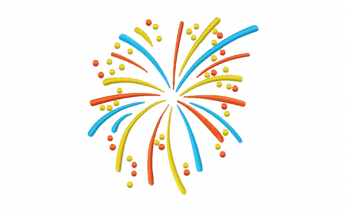 FREE Blue Yellow Orange Fireworks Stitched Embroidery Design