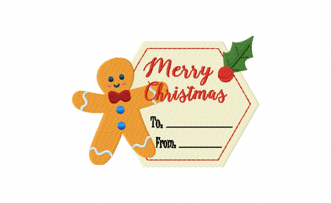 FREE Gingerbread Man Greet Stitched Embroidery Design