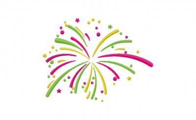 FREE Pink Yellow Green Fireworks Stitched Embroidery Design
