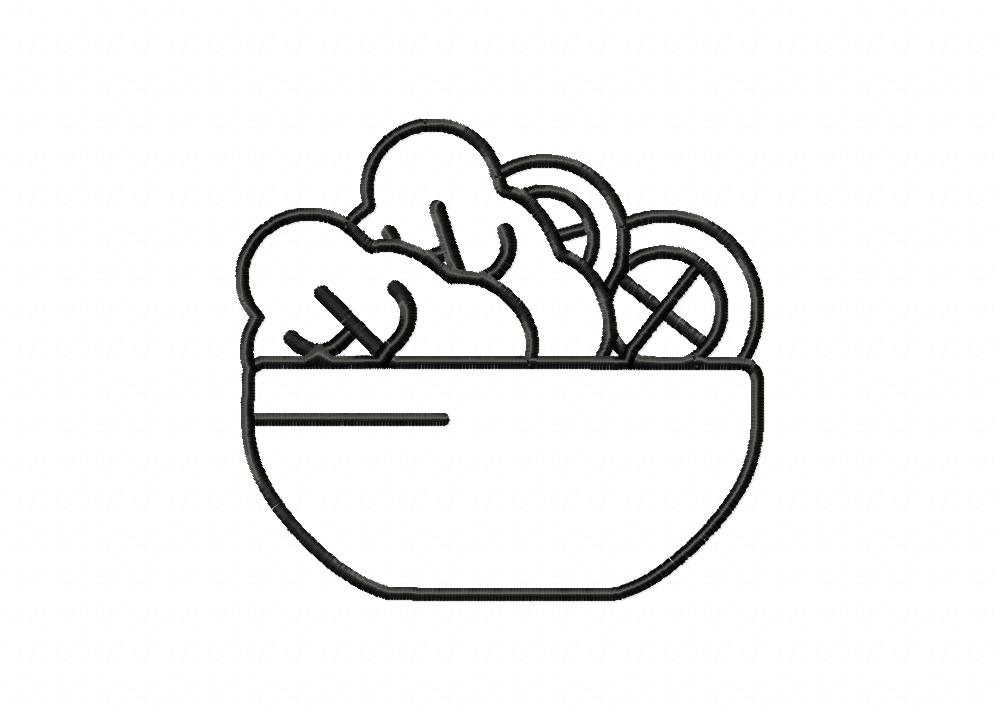 FREE Salad Outline Stitched Embroidery Design